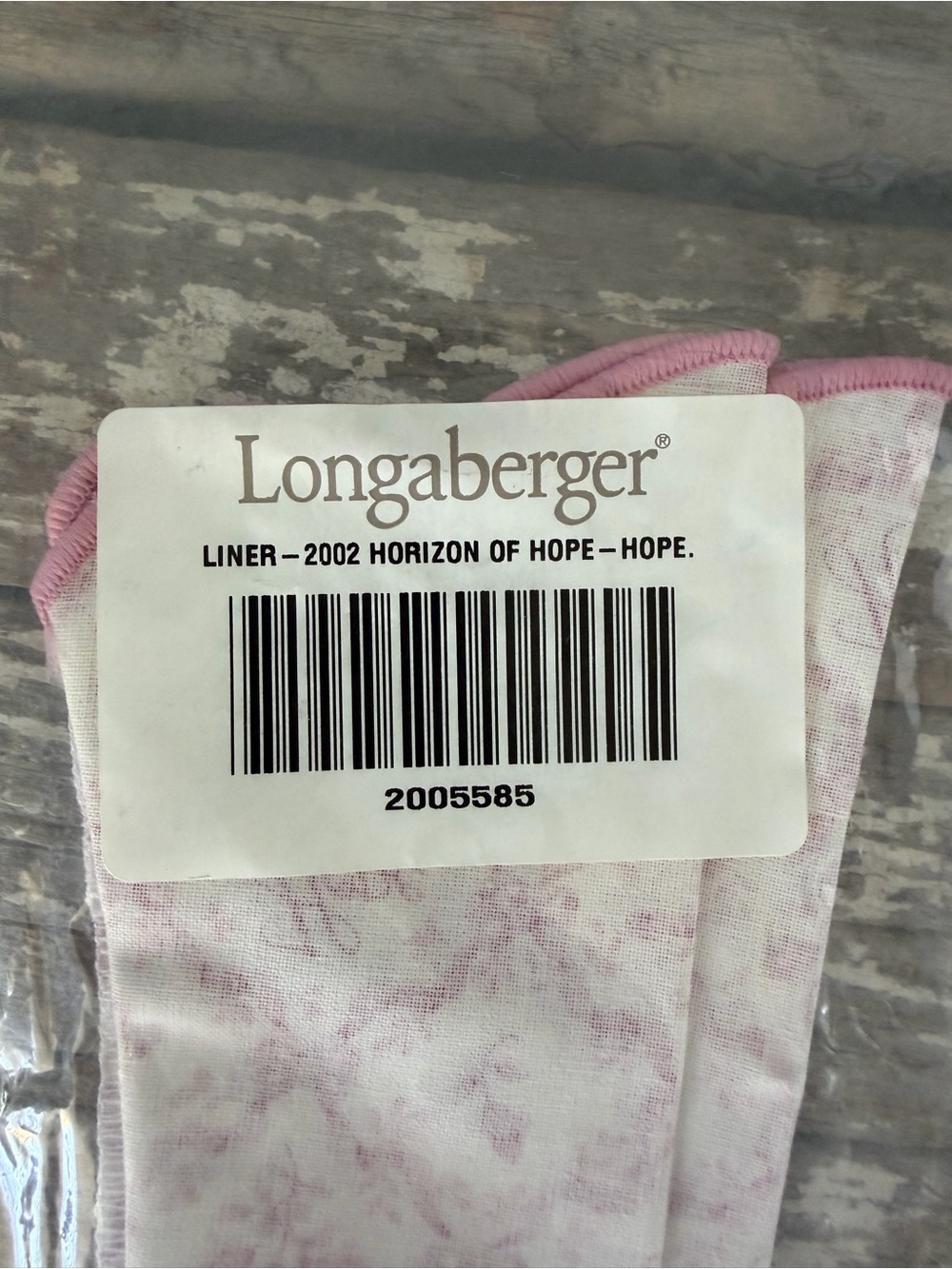 Longaberger 2002 Horizon of Hope basket liner